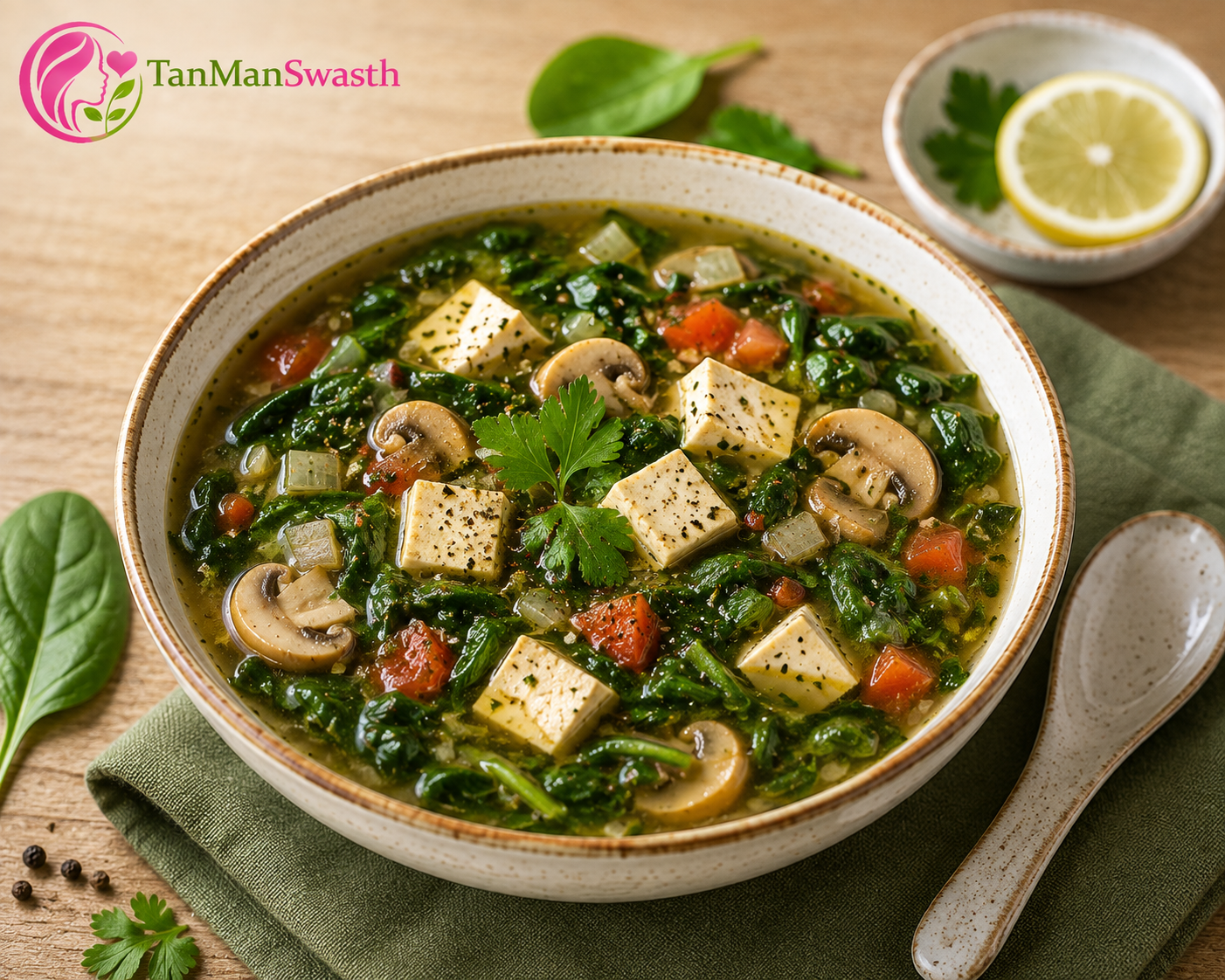 Palak Tofu Vegetable Soup