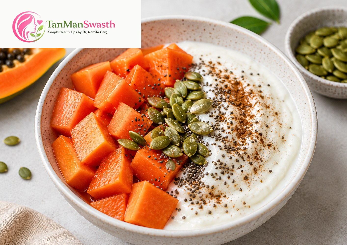 Papaya, Pumpkin Seeds & Yogurt Bowl